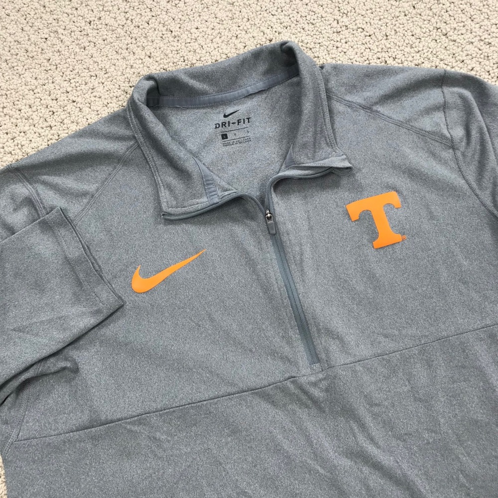 Nike Tennessee Volunteers Dri-FIT Quarter Zip Pullover Gray Mens Large 445591